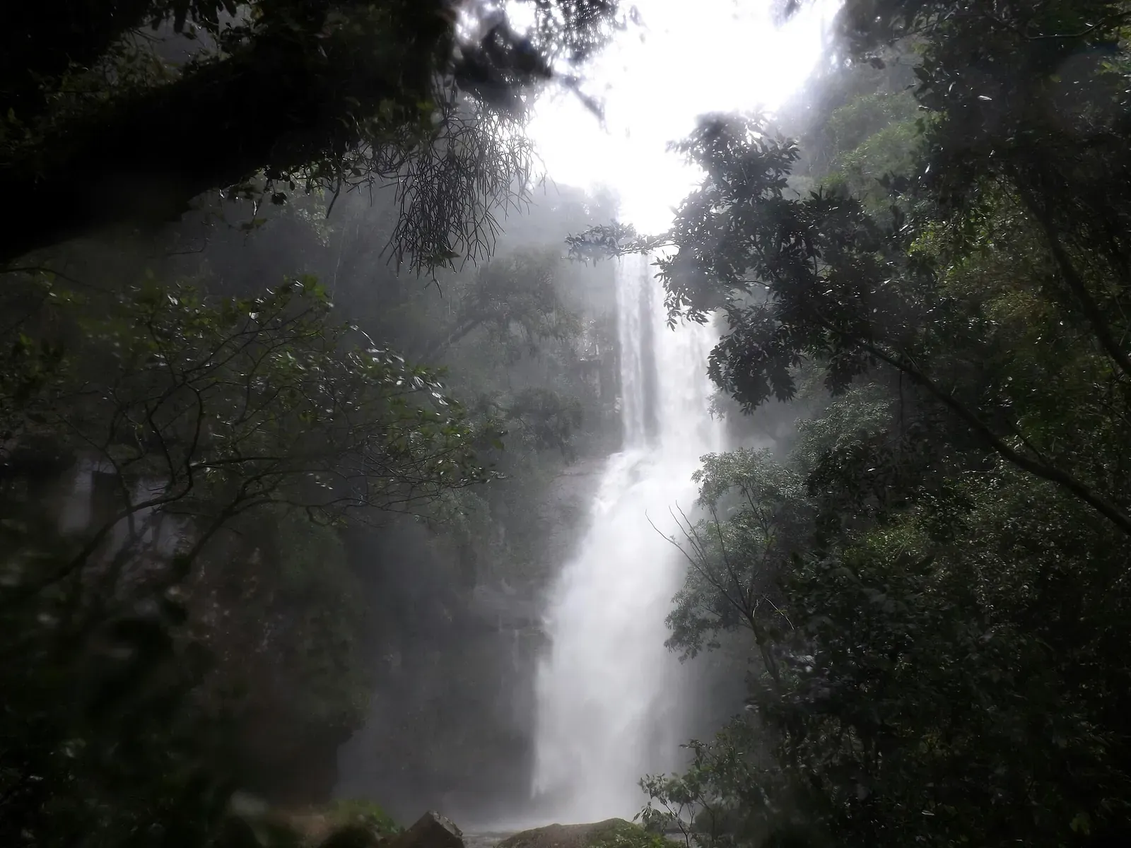 Cachoeira do Remanso caindo entre a mata, no Parque das 8 Cachoeiras